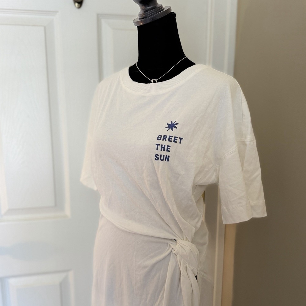 Anthropologie Celandine Maxi T-Shirt Dress White 100% Cotton (XS) NWT Coastal - Picture 3 of 8